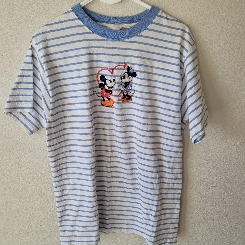 Men's Vintage Mickey and Minnie Mouse Striped Shirt